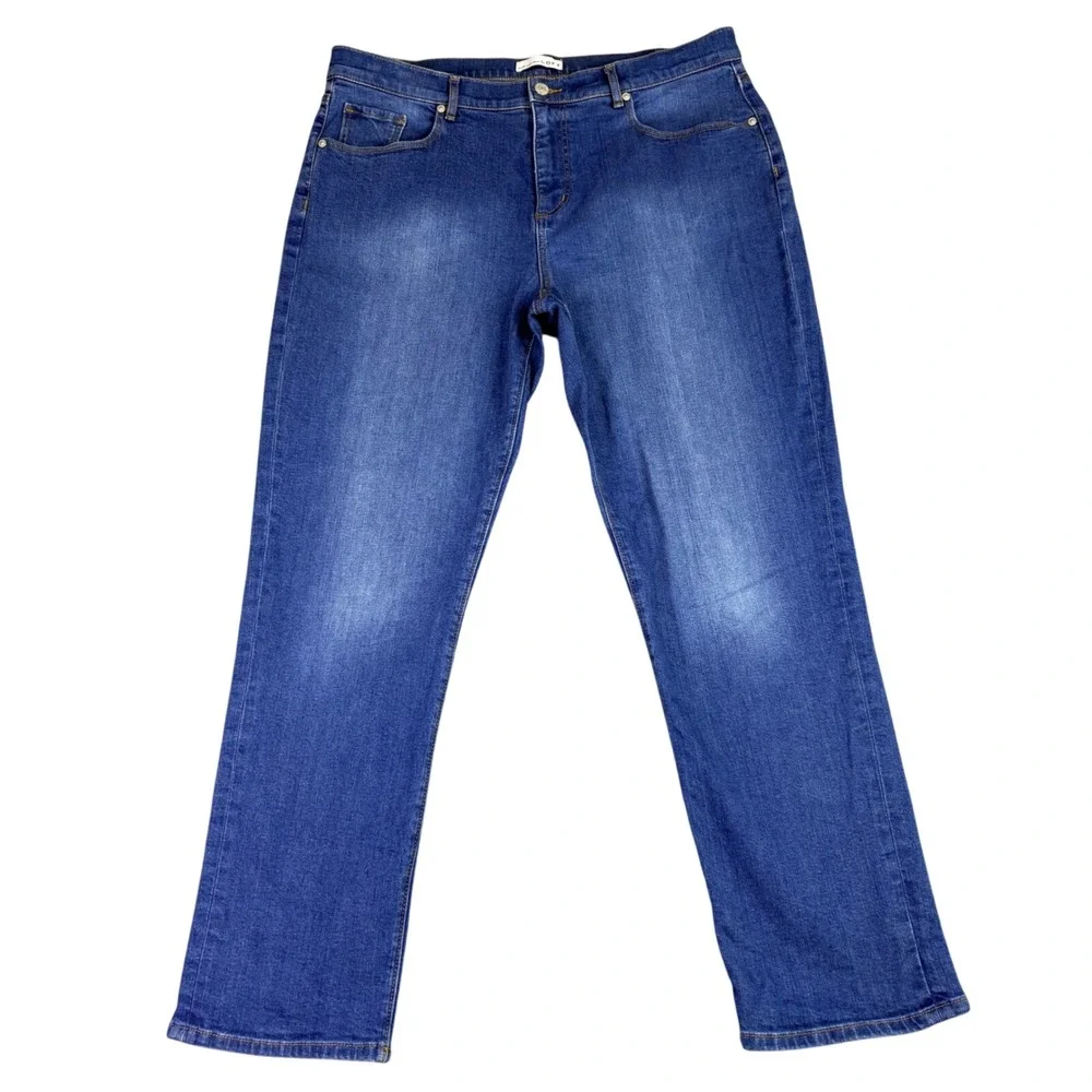 LOFT‎  Womens 14 36x29 The Girlfriend Straight Leg Blue Jeans Stretch Casual